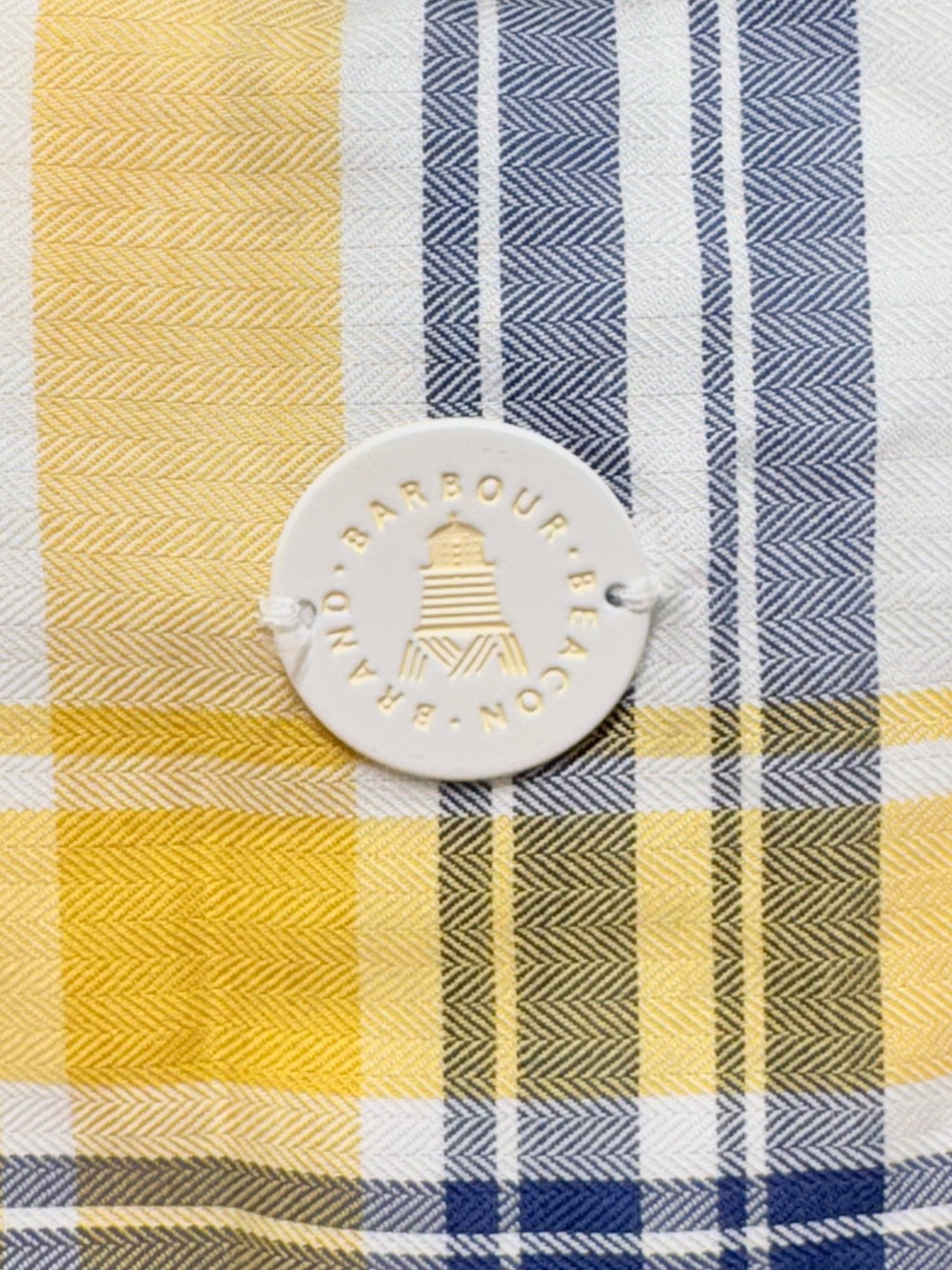 Barbour Newton Plaid Button Down Shirt Yellow Navy Preppy Coastal Size 4 - Picture 6 of 9